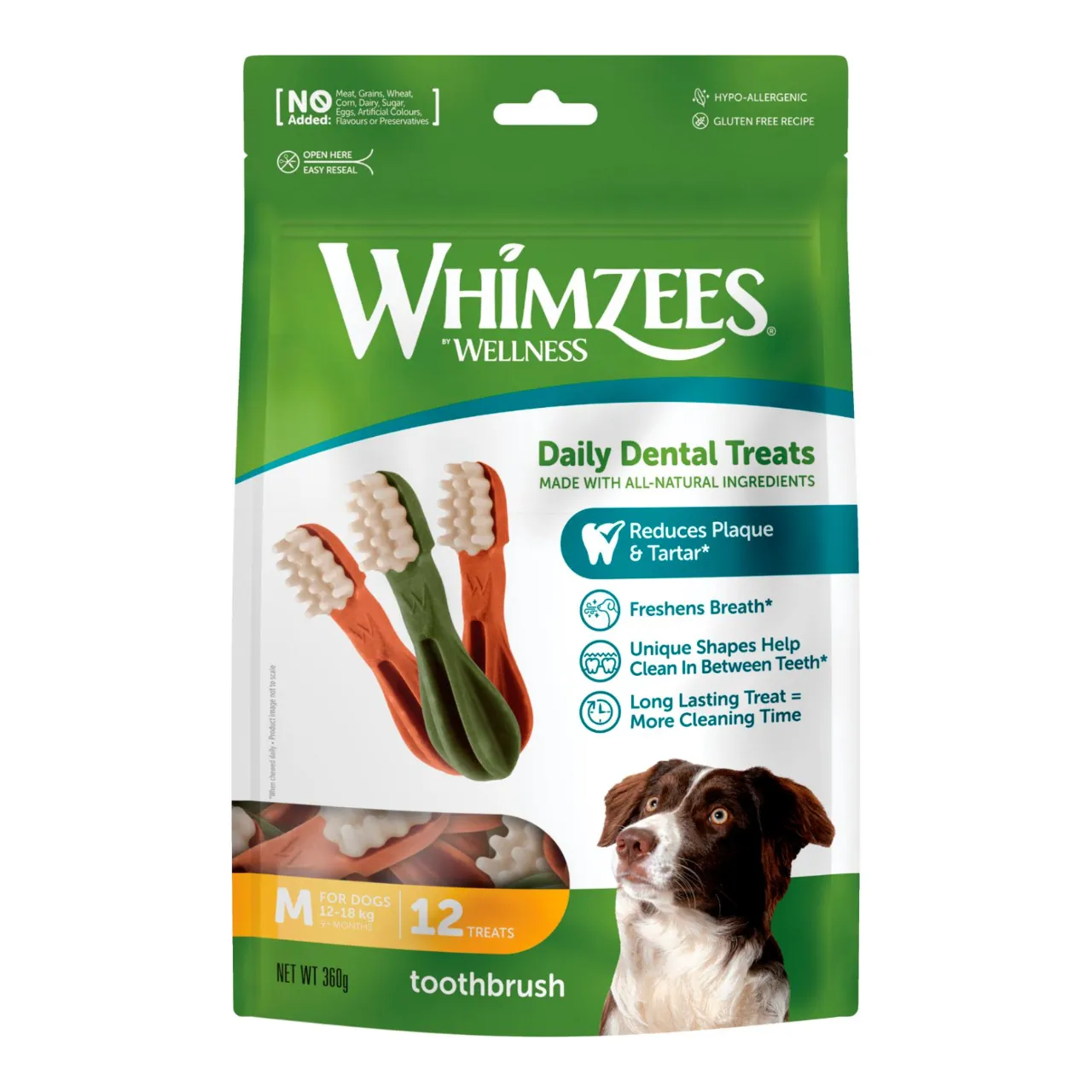 Whimzees Toothbrush Star Medium - Tandpleje tyggeben til mellemstore hunde
